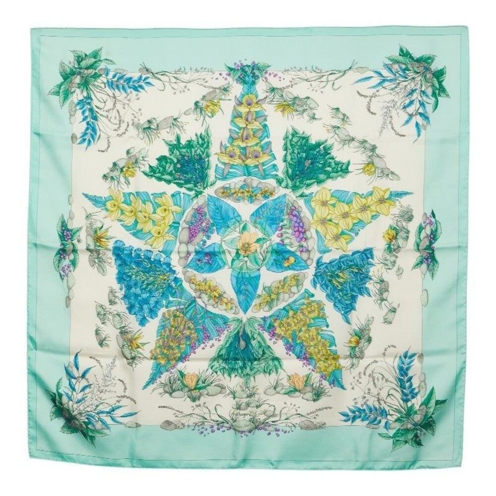 Hermes Carre 90 Pythagore Silk Scarf Green